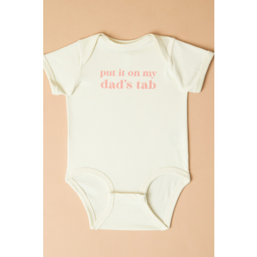 Put it on Dads Tab Bodysuit in White | Tullabee