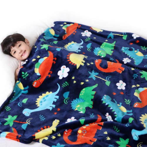 Dinosaur Blanket for Boys, Kids Dinosaur Throw Blanket for Boys and Girls, Fluffy Cozy Dinosaur Fleece Blanket with Vibrant Colors Cute Design, Soft Warm Throw Blanket
