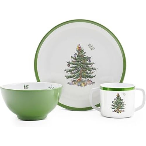 Spode – Christmas Tree – Spode Christmas Tree 3-Piece Children's Melamine Set – 10 Oz, Set of 3