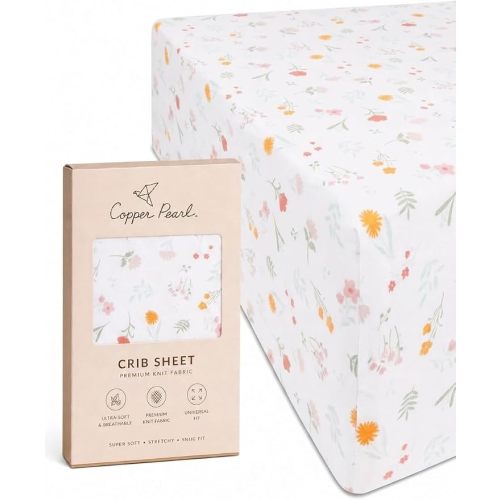 Premium Knit Baby Crib Sheets for Boys and Girls by Copper Pearl: Breathable and Soft, Fitted Crib Sheets for Standard Baby Mattresses, Crib Sheet for Registry or Shower Gift, Mabel