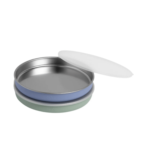 7.8" Stainless Steel Non-Divided Plates with Normal Sleeve (Sage/MistyBlue)