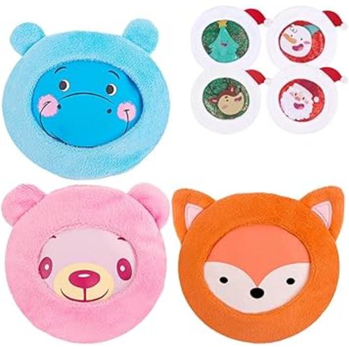Hilph Bundle of 3 Pack Kids Animal Ice Packs and 4 Pack Christmas Ice Packs with Sleeves for Boo Boo