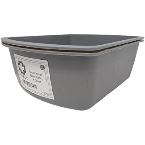 Wash Basins – Rectangular Plastic Hospital Bedside Soaking Tub [2 Pack] Small 7 Quart Graduated Bucket - Portable Washbasin for Washing, Cleaning, Foot Bath, Washing Dishes, Face Cleansing Bowl