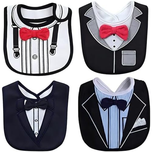 Baby Toddler Infant Boys Girls Drool Drooling Bibs Bowtie Tuxedo Bow Neck Tie Burp Cloths Unisex Pack