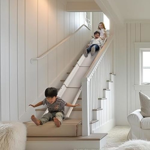 Upgraded 4 Pack Staircase Slide,Compatible with 90% Staircase, Stair Mounted Kids Indoor Home Staircase Slide