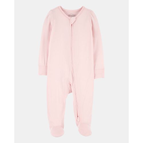 Baby Girl Solid 2-Way Zip PurelySoft Sleep & Play Pajamas - Light Pink