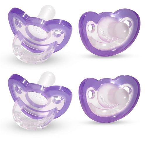 RaZbaby Jollypop Pacifier for Newborns & Up, USA Made, Natural Shaped Orthodontic Binky, Lovingly Shared in NICUs & Hospitals Worldwide, Medical-Grade 100% BPA-Free - 0-3 Months, 4 Pack - Lavender