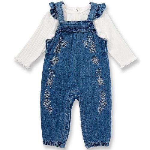 Little Me Baby Girl Sleeveless Lace-Trimmed Overall & Long-Sleeve Tunic Top Set