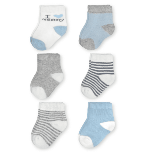 Carter's Child of Mine Baby Boy Mommy Crew Cut Socks, 6 Pack, Sizes Newborn-6 Months
