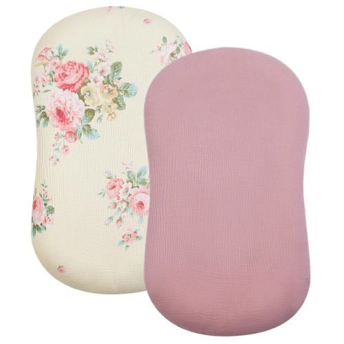 Baby Lounger Cover, Muslin Baby Nest Cover 2 Pack, 100% Cotton Newborn Lounger Cover, Infant Lounger Cover, Breathable Adjustable Slipcover for Boys Girls, Covers Only (Pink+Rose)