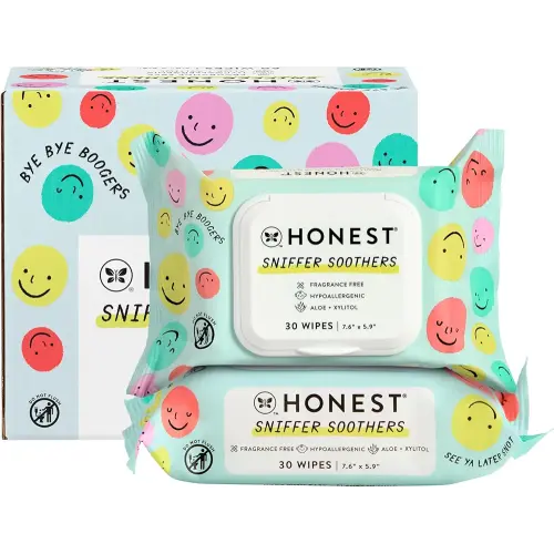 The Honest Company Plant-Based Snot Removing Wipes, Soothing Nose with Aloe, Hypoallergenic for Sensitive Skin, EWG Verified Fragrance-Free, 60 Count