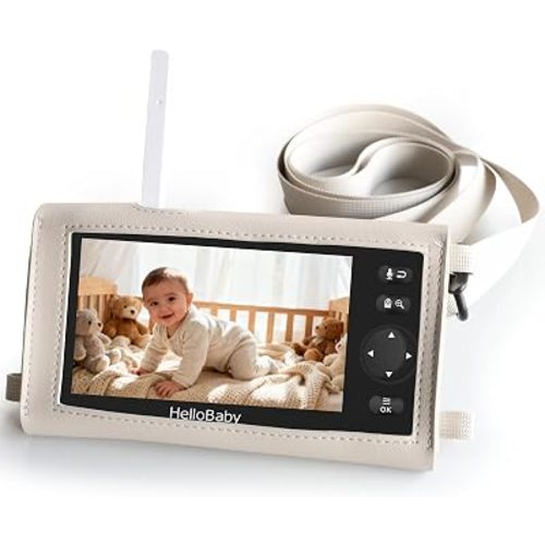 HelloBaby 5" Sleek Gray-White Baby Monitor Case - Compatible with HB6550 Monitor, Waterproof-Resistant Gray-White Travel Case with Strap - Scratch-Resistant Storage for On-the-Go Monitoring