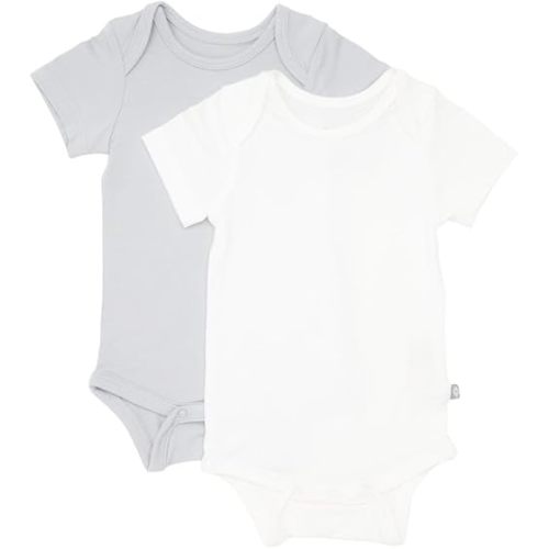 KYTE BABY Unisex Bodysuits, 2-Pack Short Sleeve Baby Bodysuits, 97% Rayon made from Bamboo, 3% Spandex