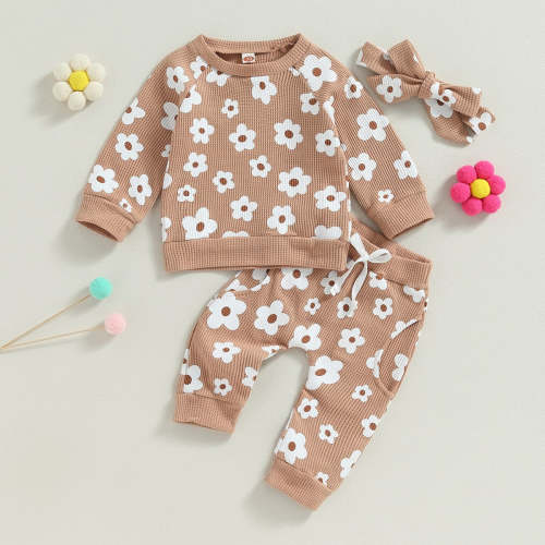 Flower Power Waffle Sweatsuit and Bow – The Ollie Bee
