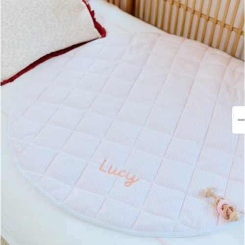 Tummy Time Mat, Light Pink Stripe