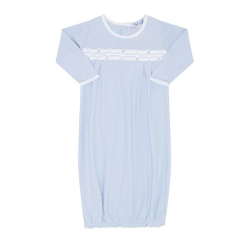 Signature Smocked Boys Gown- Blue