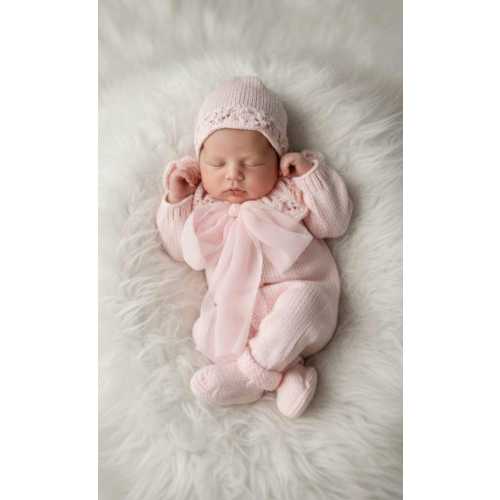 Newborn Girl Coming Home Outfit, Pink Knitted Baby Romper, Knitted Photo Prop, Baby Shower Gift, Personalized Baby Clothes