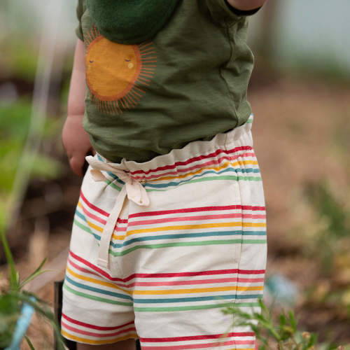 Cream Rainbow Striped By The Sea Twill Shorts – Little Green Radicals