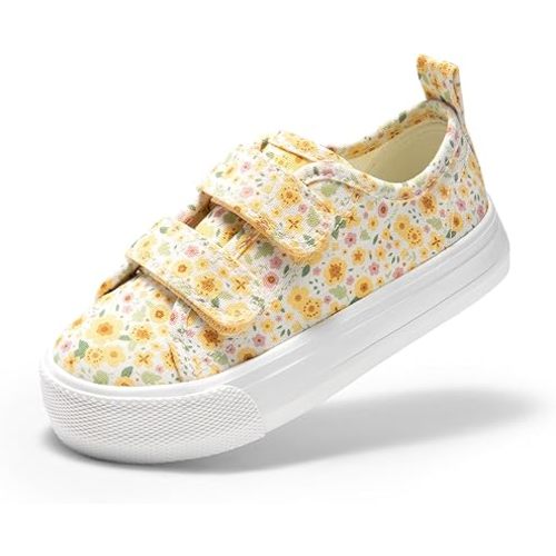 DREAM PAIRS Kid Toddler Sneakers Boys Girls Canvas with Cartoon Dual Hook and Loops for School Walking