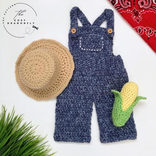 CROCHET PATTERN Baby Farmer Outfit, Crochet Baby Overalls, Old McDonald, Photo Prop, Halloween Costume, Newborn-12 Months, PDF Download