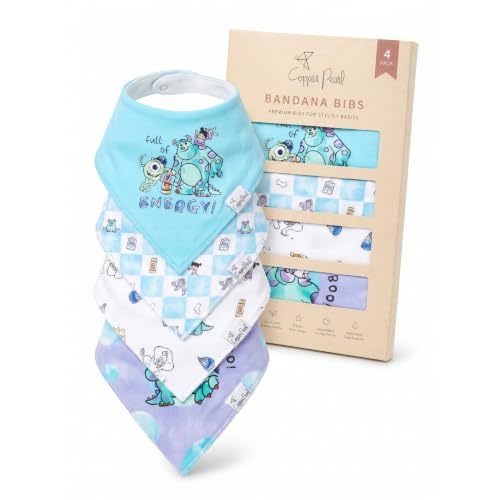 Copper Pearl Baby Bibs 4 Pack, Printed Bandana Drool Bibs for Baby Girl & Boy, Soft Cotton Drooling Teething Bibs