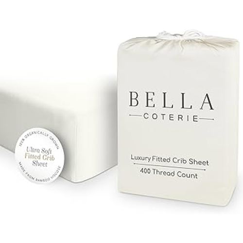 Bella Coterie Luxury Bamboo Viscose Crib Sheet | Organically Grown | Ultra Soft | Cooling for Better Sleep | Deep Pocket Fitted Sheet for Crib & Toddler Mattress | 100% Organically Grown [Ivory]