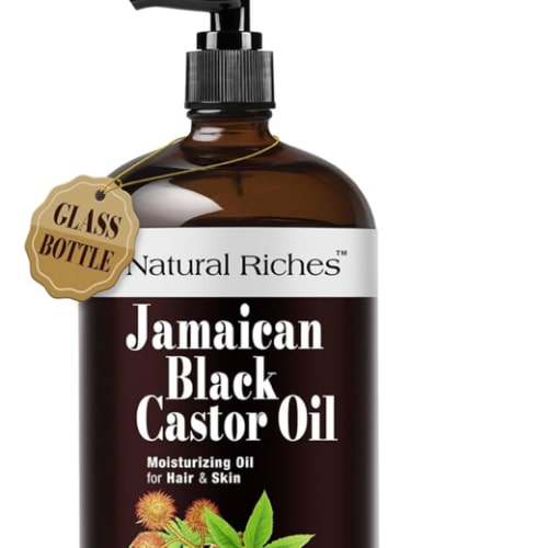 Natural Riches Jamaican Black Castor Oil Glass Bottle Pure Organic Cold Pressed for Hair Growth Skin Care for Dry Skin Conditioning Eyebrows Eyelashes Scalp and Nail Moisturizes & Repairs 16fl.oz.