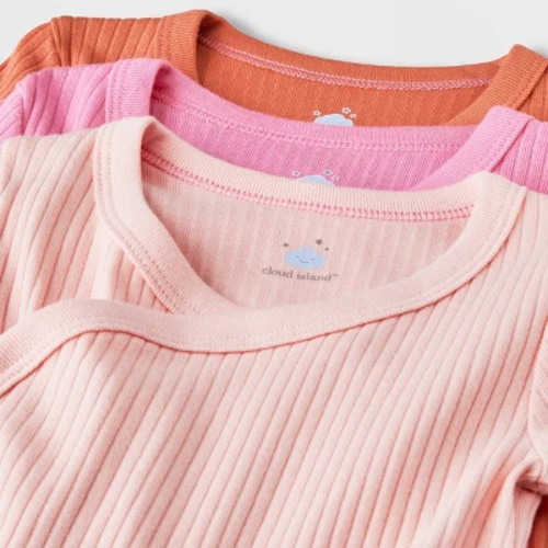 Popular Picks: Baby Girls' 3pk Side Snap Long Sleeve Bodysuit - Cloud Island™ Pink Flying Off Shelves at Shoppingcloudisland.com in United States of America.