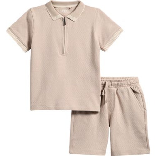 Kids' Half Zip Polo Shirt & Shorts Set, 12-18M