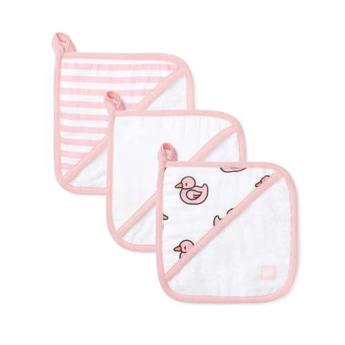 Monica + Andy Organic Cotton Baby Washcloth Set, GOTS Certified Soft Muslin & Terry Cloth Washcloths, 3-Pack