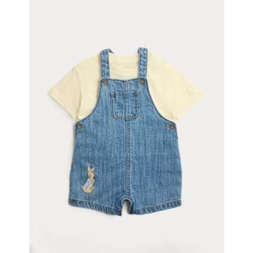 2 Piece Denim Peter Rabbit™ Bibshort Outfit (0-3 Yrs)