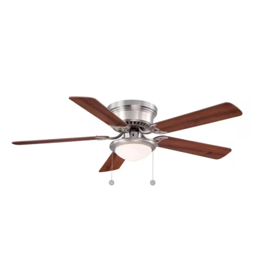 Hampton Bay Hugger 52 in. LED Indoor Brushed Nickel Ceiling Fan with Light Kit AL383LED-BN
