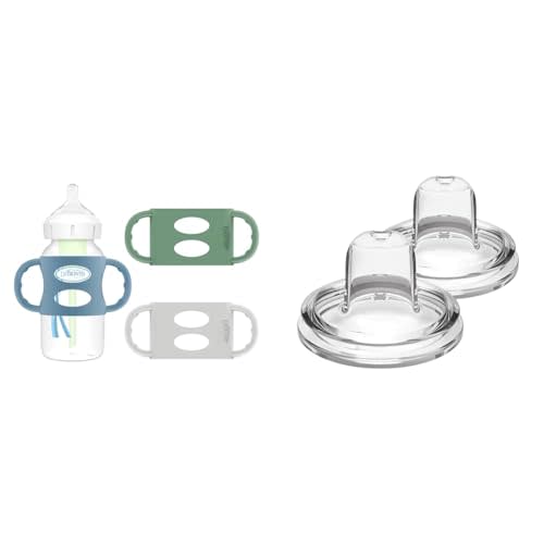 Dr. Brown's Silicone Handles for Wide-Neck Bottles, 3 Pack & Options+ Wide-Neck Bottle Sippy Spouts, 2 Count