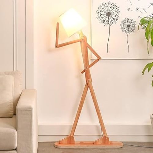 Cool Corner Reading Tall Wood Floor Lamp, LED Bulb Included, Ash