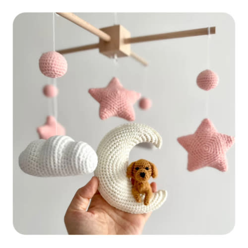 Pet Moon Pink | Custom Crochet Pet Nursery Baby Mobile – My Dollfy
