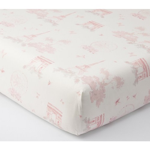 Monique Lhuillier Paris Toile Organic Cotton Crib Fitted Sheet