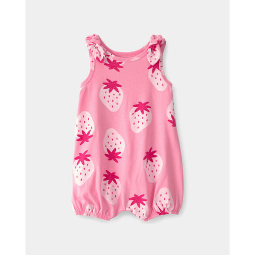 Baby Girl Strawberry Sleeveless Romper - Pink | Carter's
