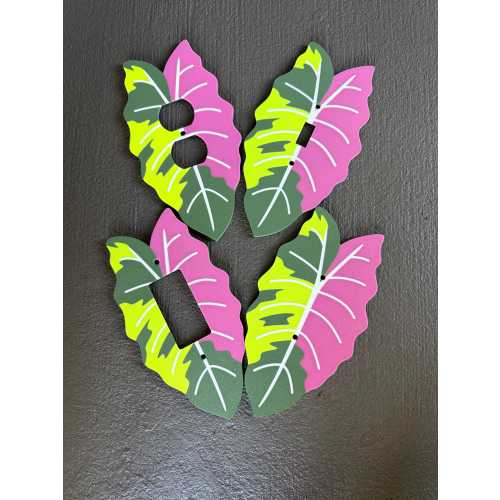 Variegated Alocasia Leaf | Light Switch Overlay Cover | Botanical Outlet Overlay Cover | Nature Home Decor | Plant Decor