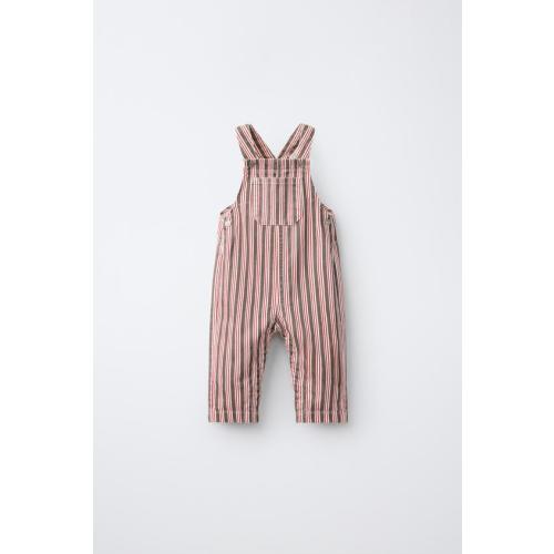 STRIPED TWILL OVERALLS - Brown / Ecru | ZARA United States
