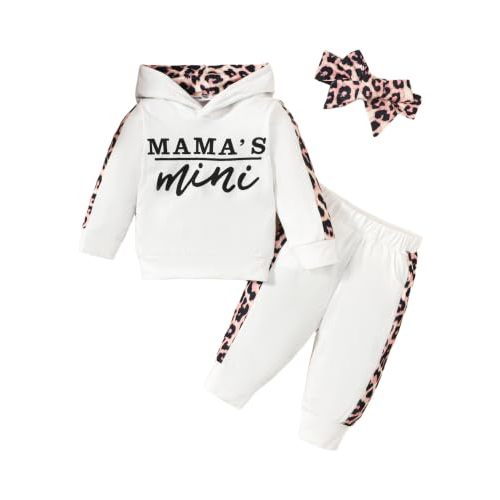 Yvowming Newborn Baby Girl Clothes Outfits Infant Hoodie Sweatshirt Pants Headband Toddler Girl Clothing Set