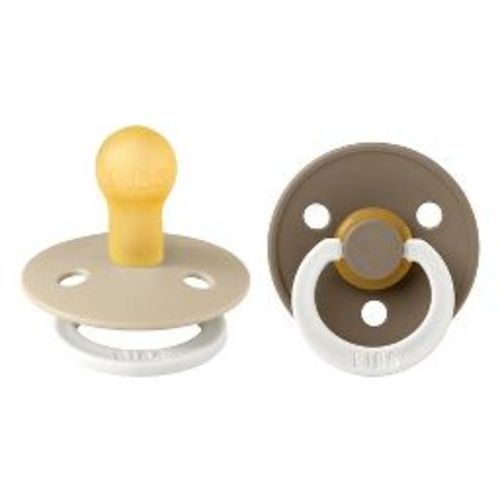 Bibs Colour Pacifiers Latex 0-6 Months - Size 1 - Dark Oak Glow/Vanilla Glow - 2pk