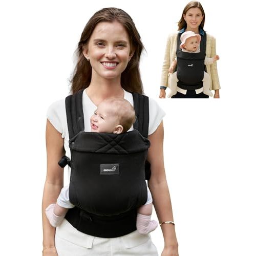 GROWNSY Baby Carrier Newborns to Toddlers, Ergonomic Baby Toddler Carrier Slings Wraps with Head Support, Easy to Wear,Infant Carrier Baby Gift,Travel and Hiking Friendly, for Babies 7 to 44 lb(Black)