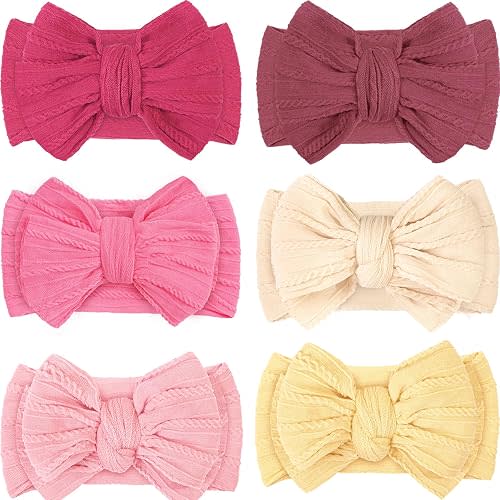 CÉLLOT 6 Pcs Baby Bows Headbands Soft Nylon Baby Girl Bow Hair Accessories