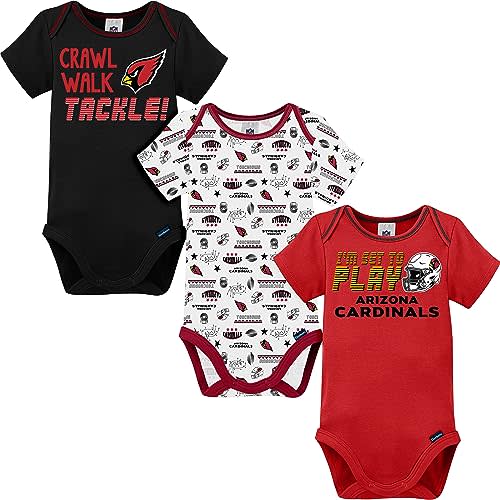 Gerber NFL unisex-baby Nfl Team 3 Pack Short Sleeve Onesie Bodysuit