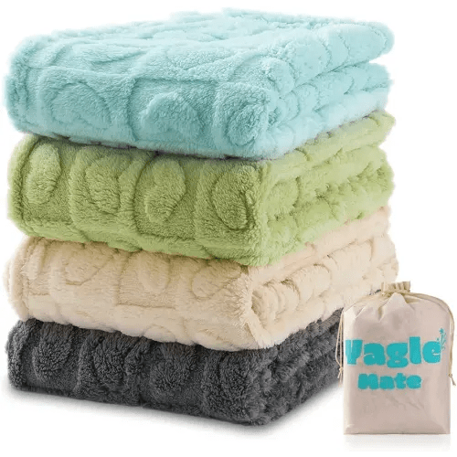 4 Pcs Baby Blankets for Boys Soft Toddler Small Blanket for Daycare, Fleece Kid Mini Blanket for Crib Baby Shower, 30 X 40, Blue Green White Grey