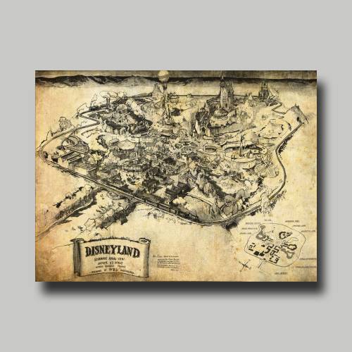 Disneyland Map - Disney Map - Concept Map - Panoramic - Birds Eye View - Map of Disneyland - Print - Poster