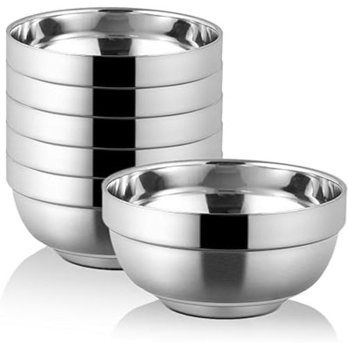 CAMBUY Stainless Steel Cereal Bowls 6Pack 24Oz Lightweight Unbreakable Double Layered Salad Bowls Set Non-Toxin Dishwasher Safe BPA Free and Healthy