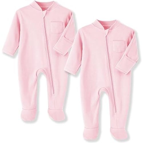 Eleven's Kingdom Baby Kids Sleep and Play,Baby Cotton Pajamas with Mitten Cuffs, 2 Way Zipper Footed Sleeper 0-12 Month