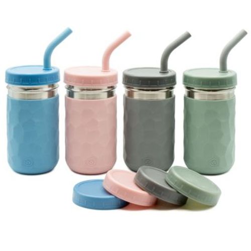WeeSprout 2-in-1 Drinking Cups for Kids, Durable Stainless Steel Tumbler for Smoothies Kid Cups, Set of 4