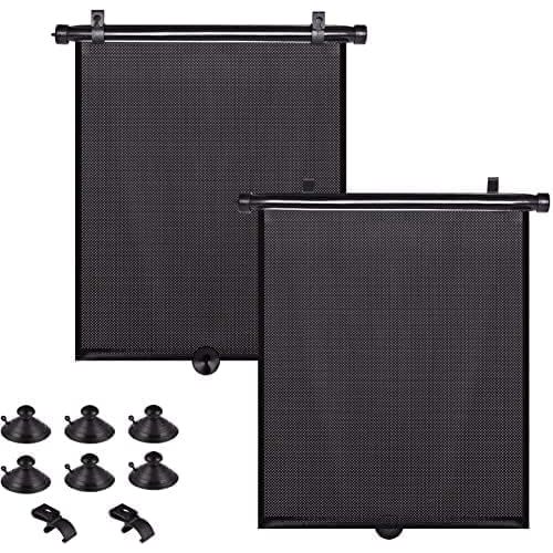 PLTCAT 2 Pack Car Sun Shade Side Window for Baby, Roller Vehicle Shades Sun Protection Shade for Car Side Window (Standard-16''x18'')